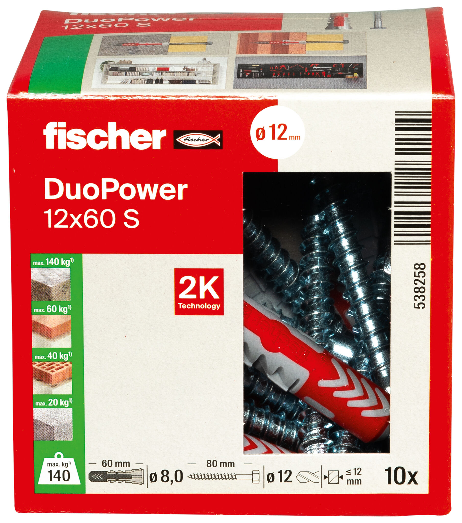 Verpackung: "fischer DuoPower 12 x 60 S"