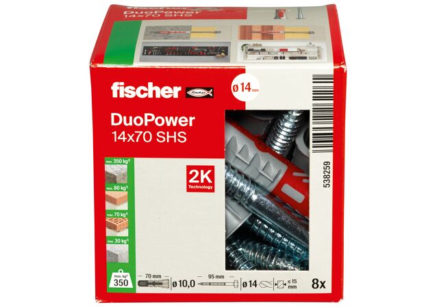 Packaging: "fischer DuoPower 14 x 70 S"