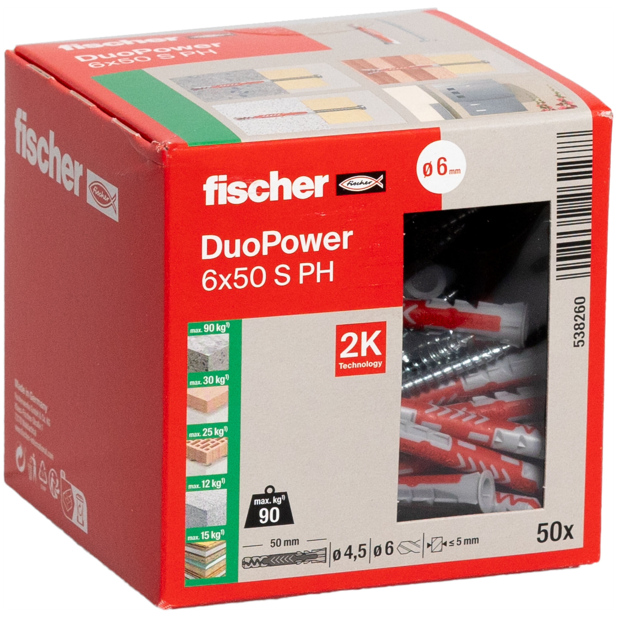 Verpackung: "fischer DuoPower 6 x 50 S PH"