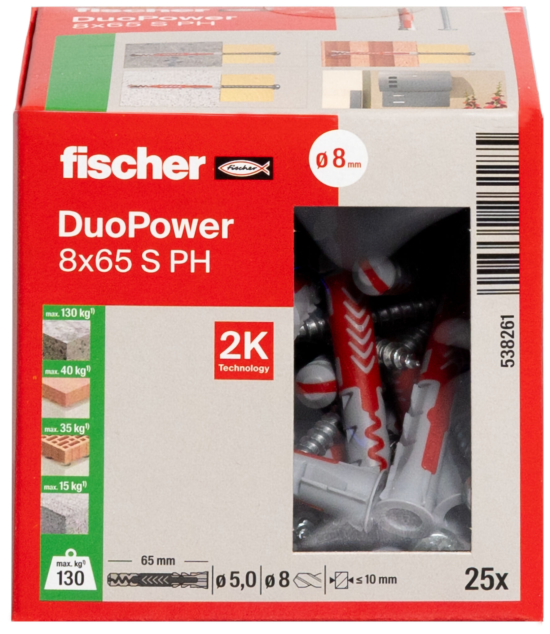 Packaging: "fischer DuoPower 8 x 65 S PH"