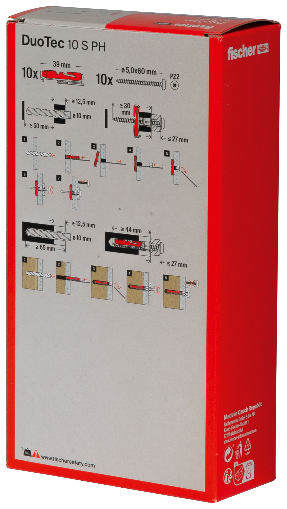 Packaging: "fischer DuoTec 10 S PH pan head screw"