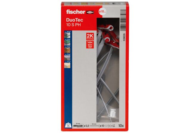 Packaging: "fischer DuoTec 10 S PH DIY Βύσμα για λεπτότοιχα υλικά με βίδα"