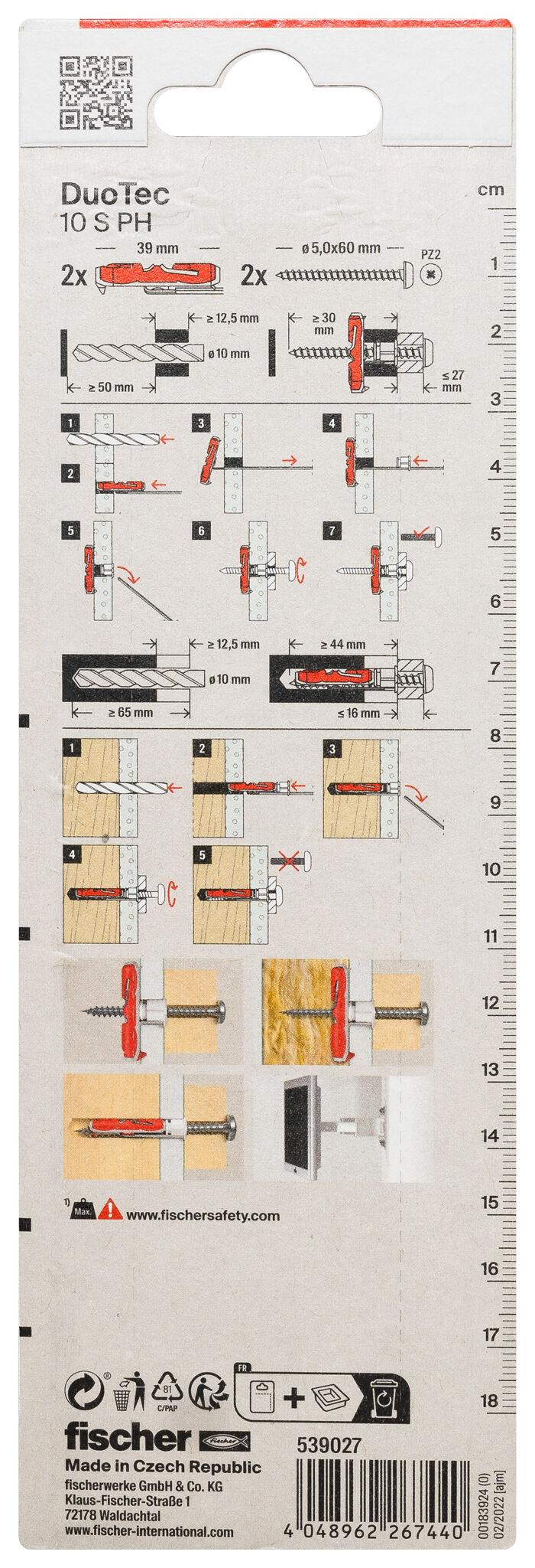 Packaging: &quot;fischer DuoTec 10 S PH lencsefejű csavarral&quot;