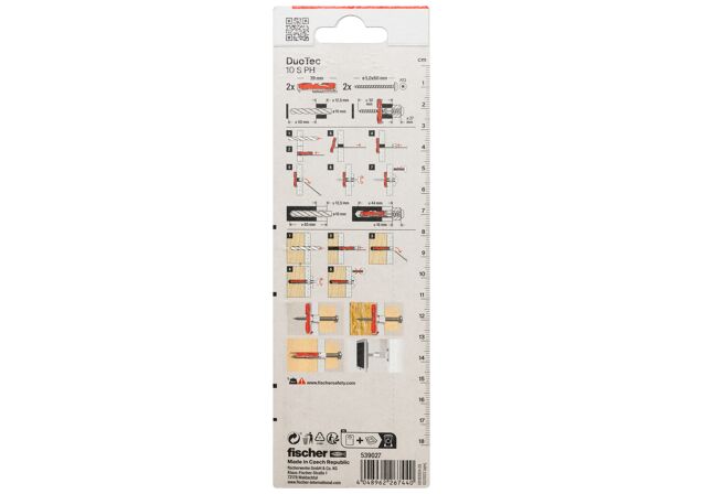 Packaging: "fischer DuoTec 10 S with PH pan head screw"