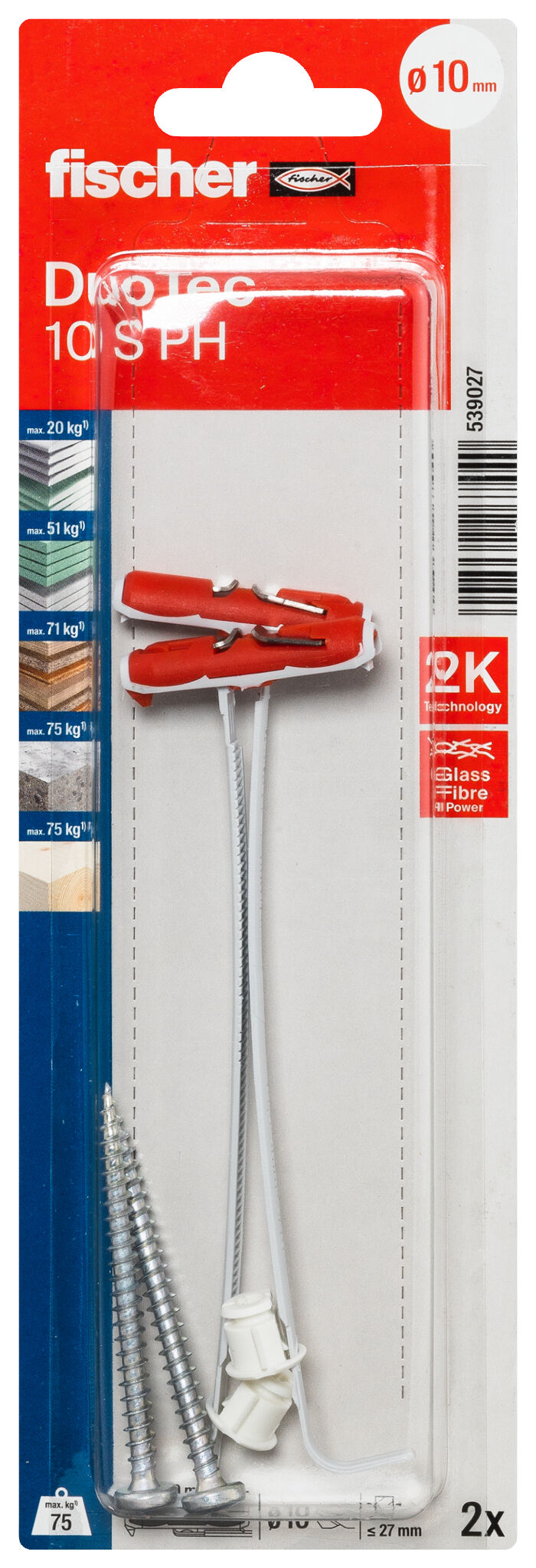 Packaging: &quot;fischer DuoTec 10 S PH lencsefejű csavarral&quot;