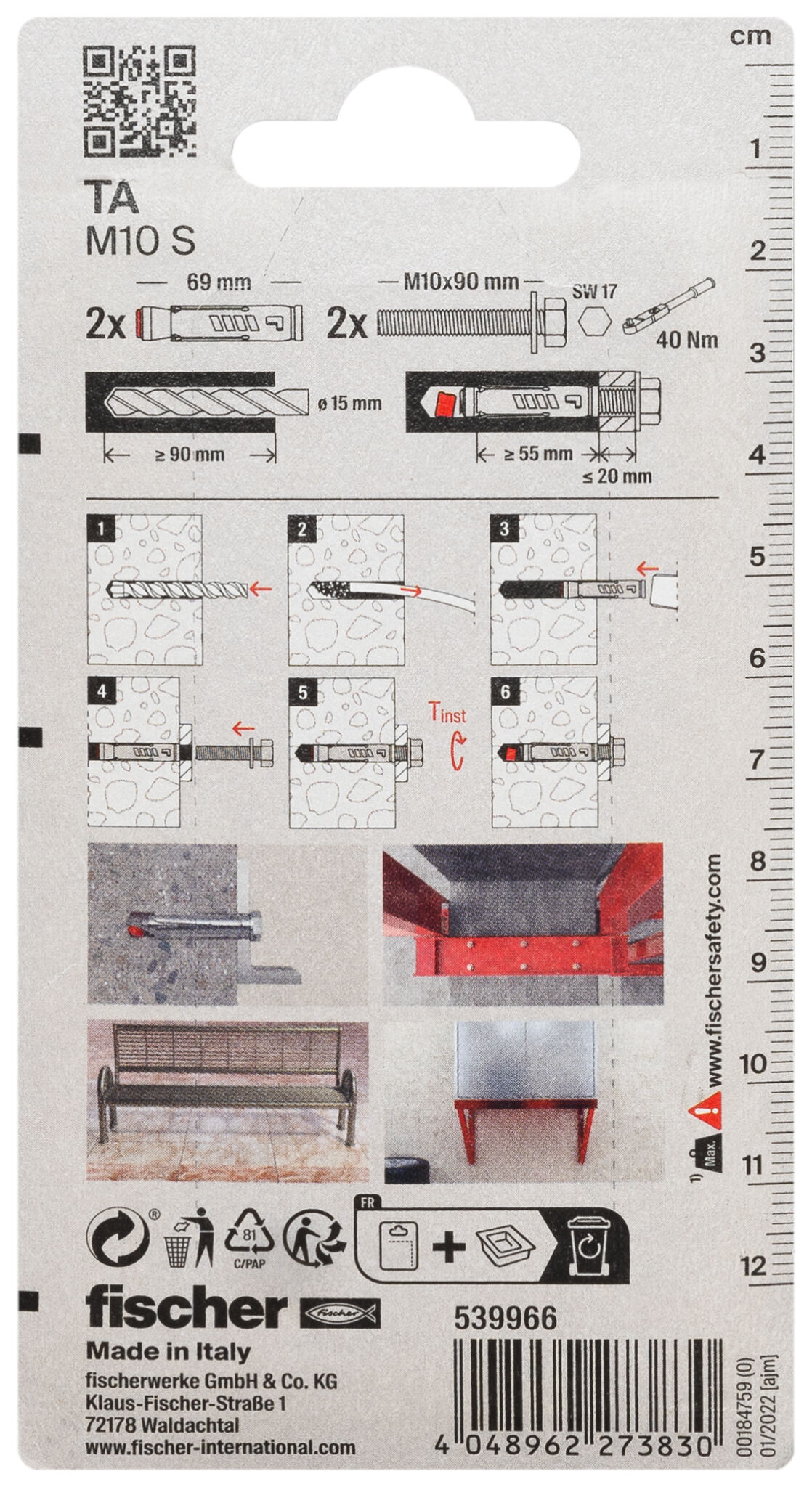 Packaging: "fischer Heavy-duty anchor TA M10 S10 K NV"