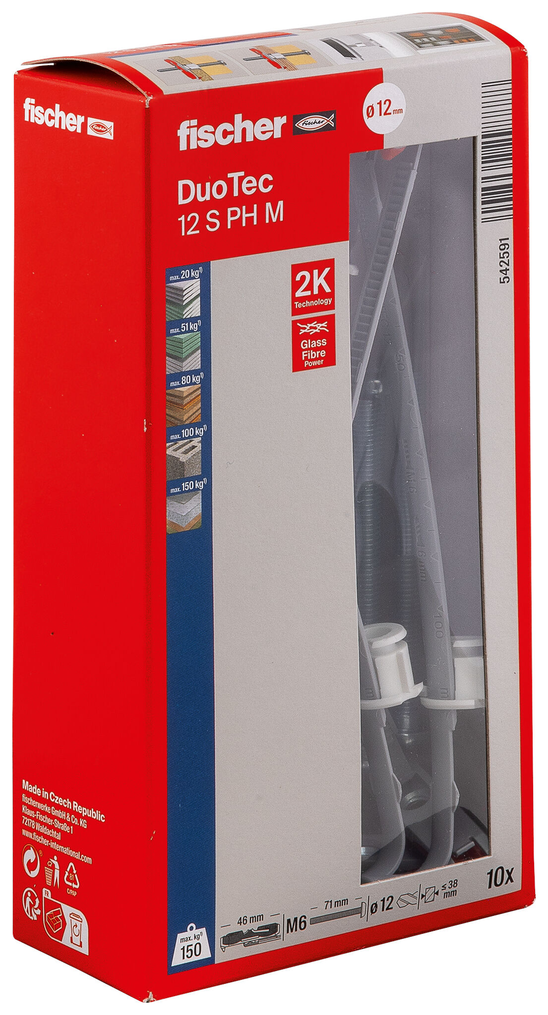 Packaging: "fischer DuoTec 12 S PH M with pan head screw"