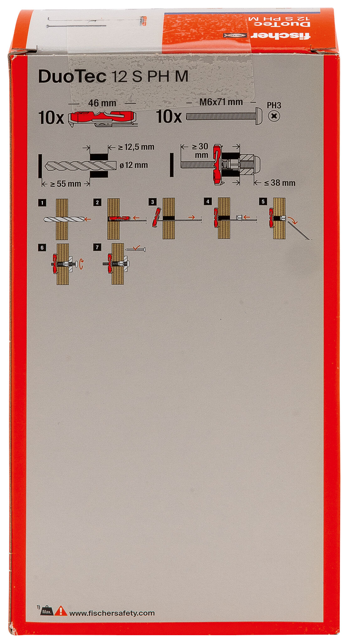 Packaging: "fischer DuoTec 12 S PH M with pan head screw"