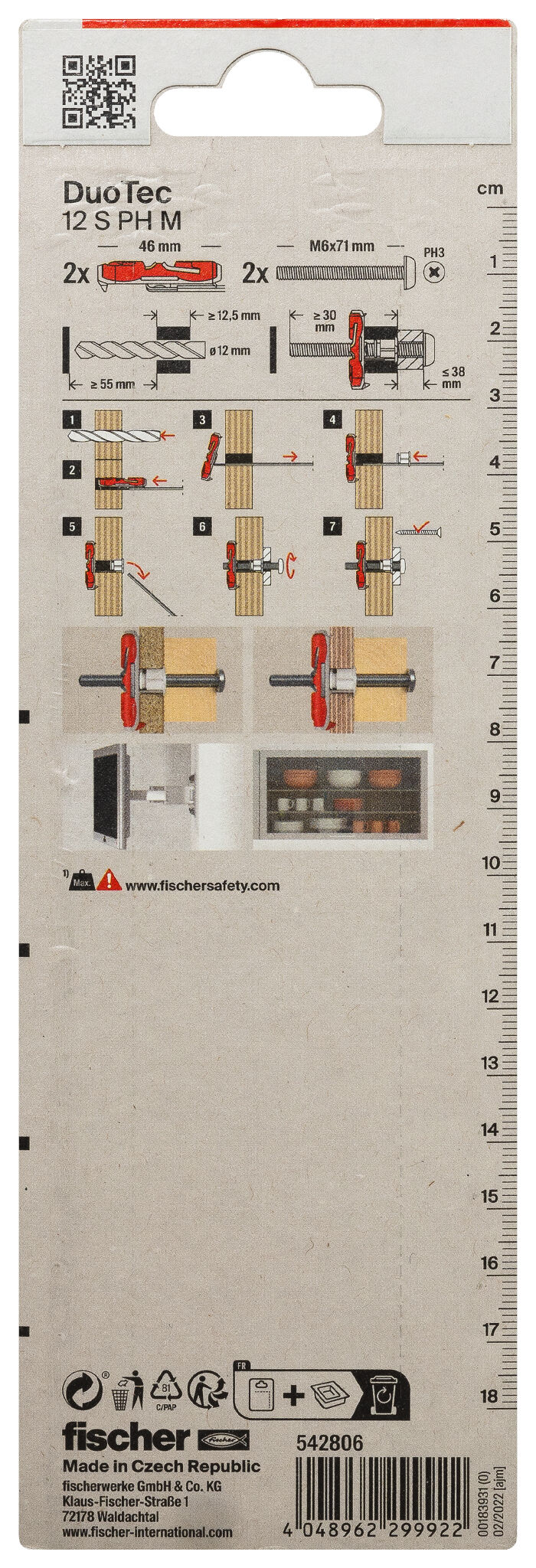 Packaging: "fischer DuoTec 12 S PH pan head screw"