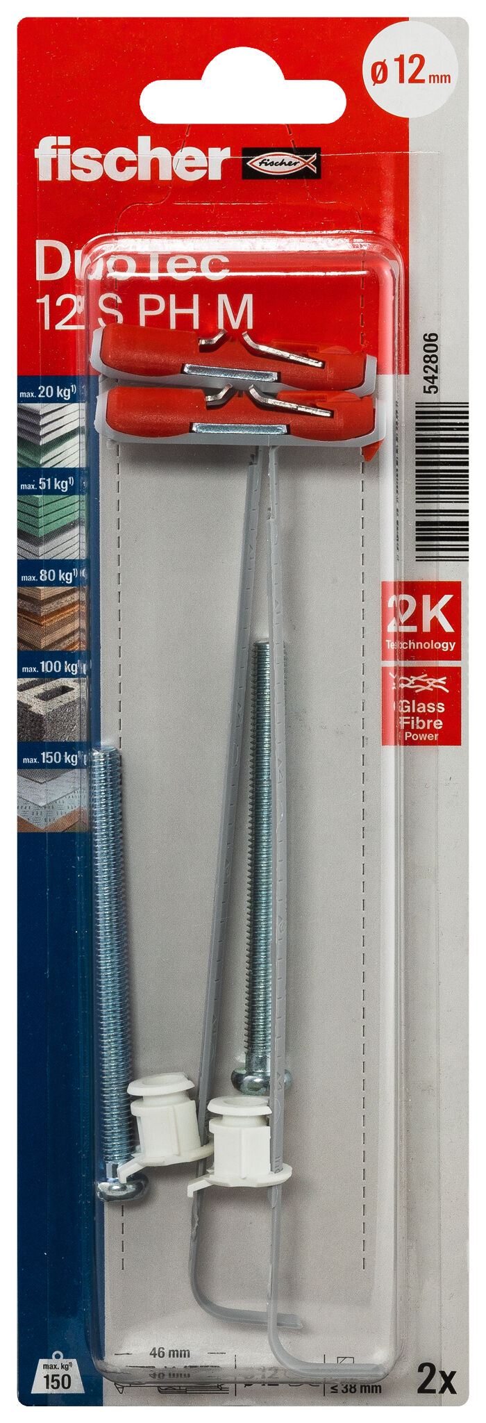 Packaging: "fischer DuoTec 12 S PH pan head screw"