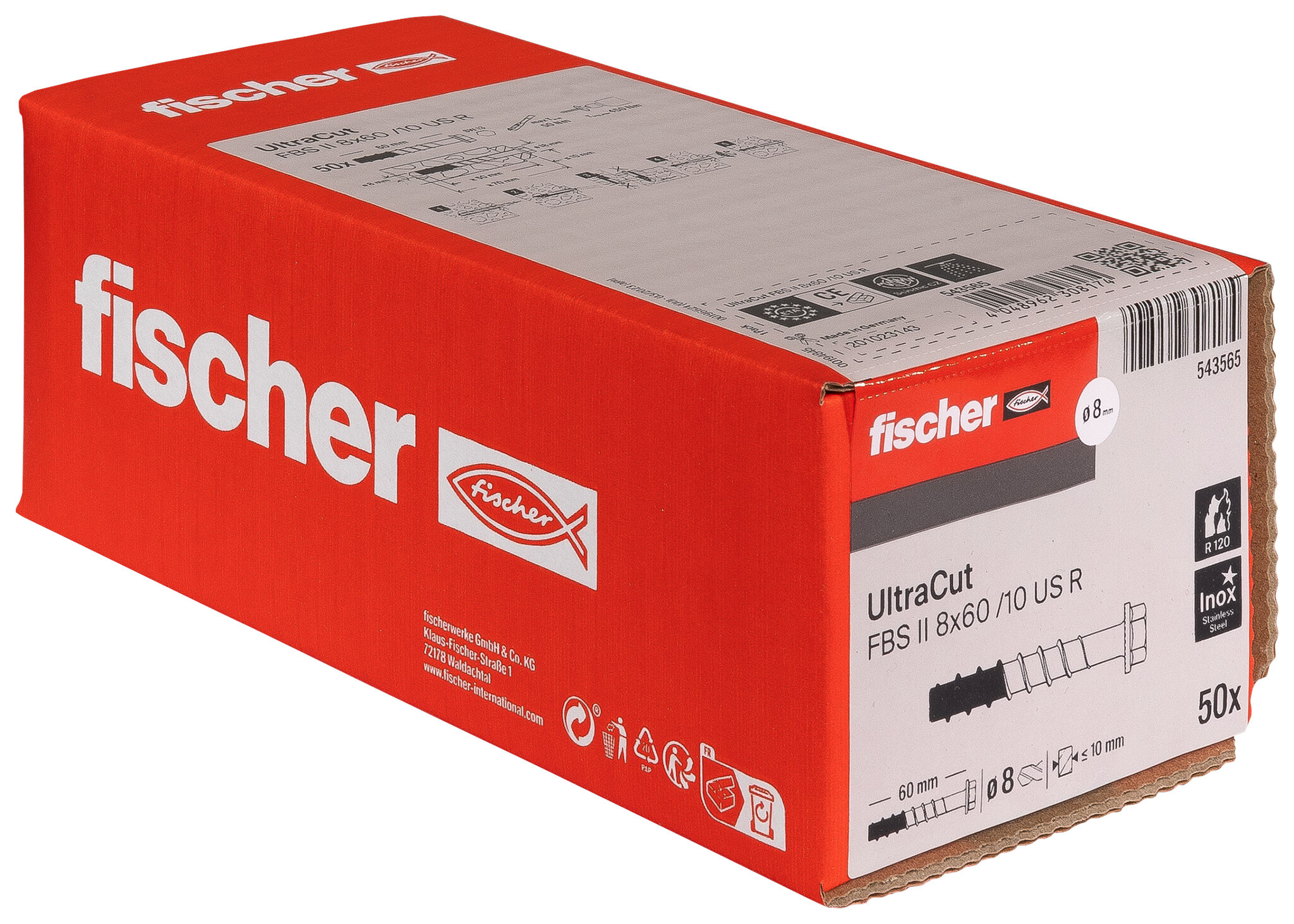 Packaging: "fischer UltraCut FBS II 8 x 60 10/- US R"