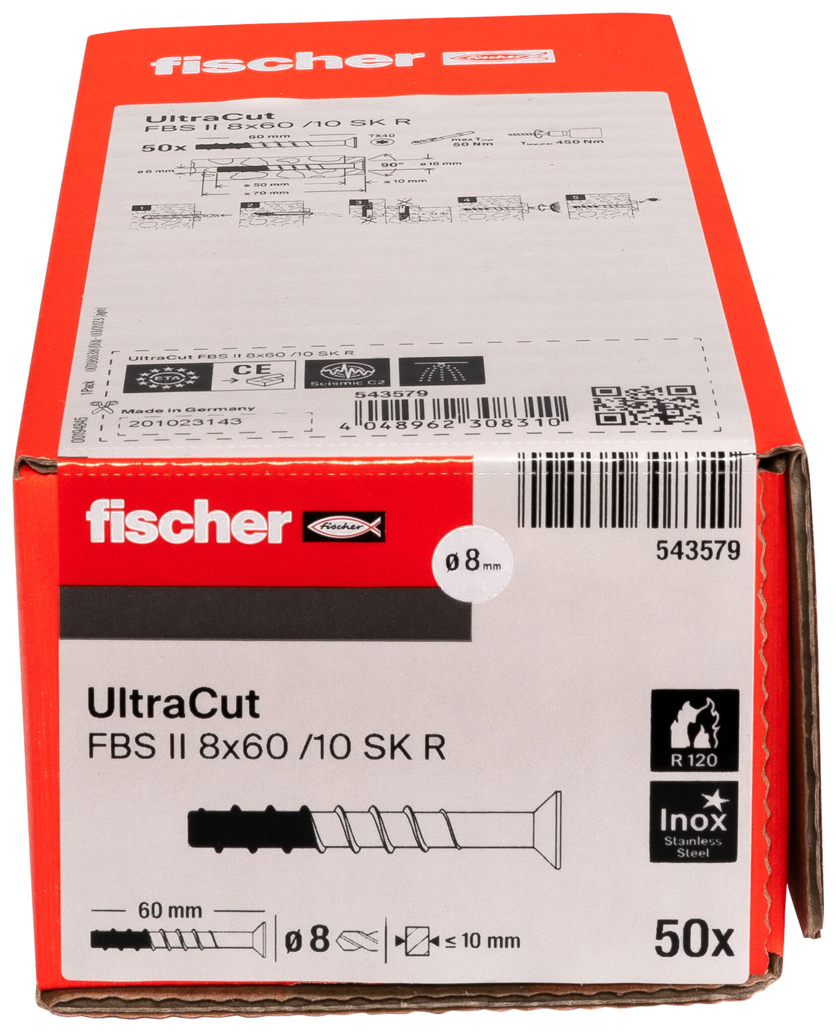 Packaging: "fischer UltraCut FBS II 8 x 60 10/- SK R countersunk head"