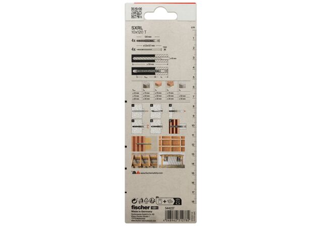 Packaging: "fischer Frame fixing SXRL 10 x 120 T zinc-plated steel"