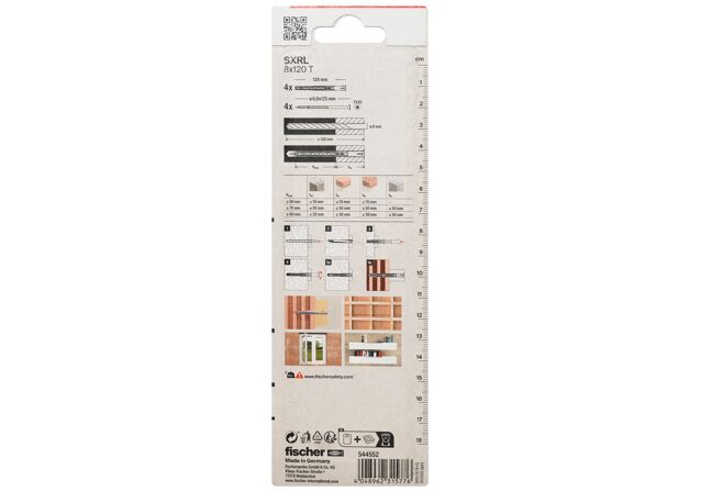 Verpackung: "fischer Langschaftdübel SXRL 8 x 120 T Senkkopfschraube"
