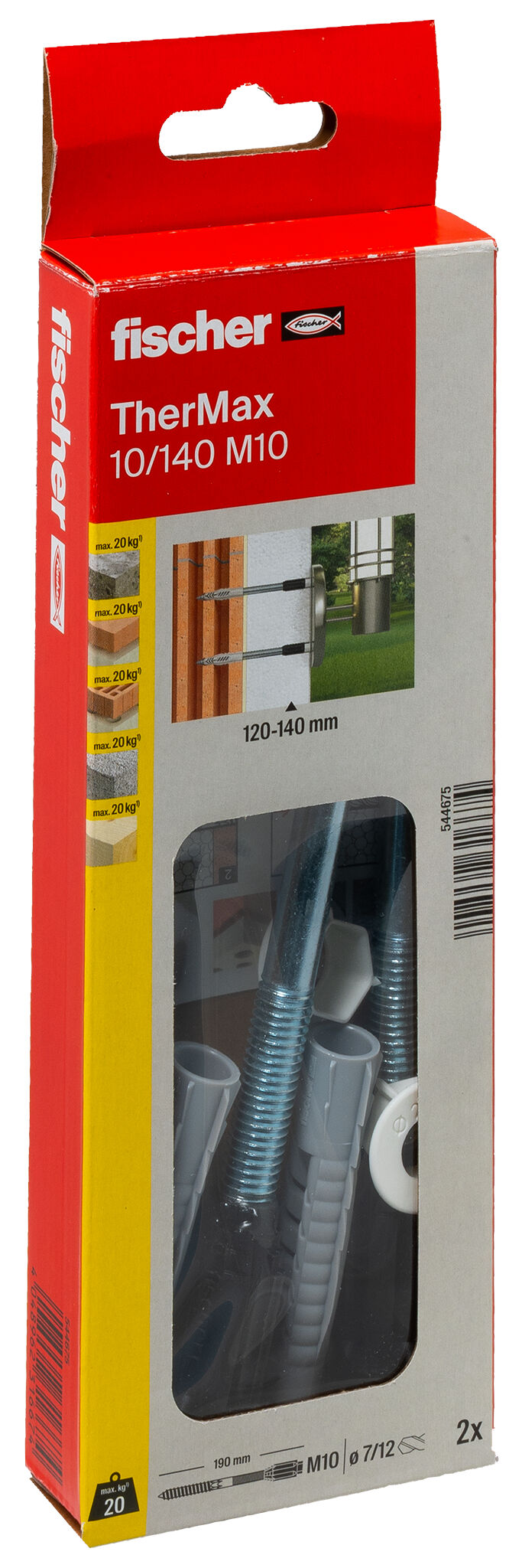 Verpackung: "fischer Abstandsmontagesystem TherMax 10/140 M10 (2)"
