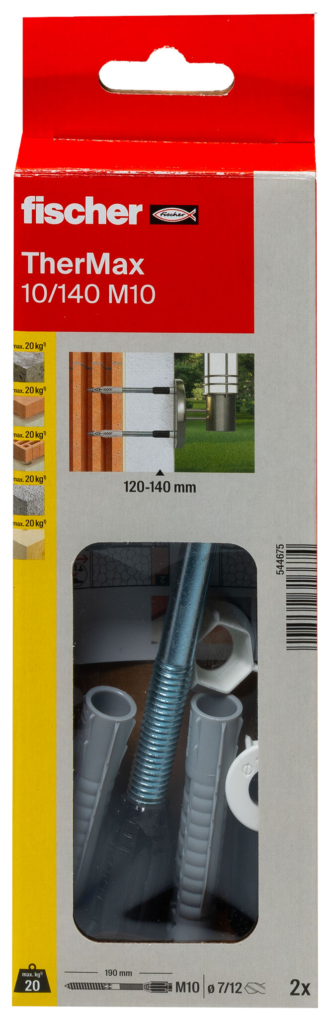 Verpackung: "fischer Abstandsmontagesystem TherMax 10/140 M10 (2)"