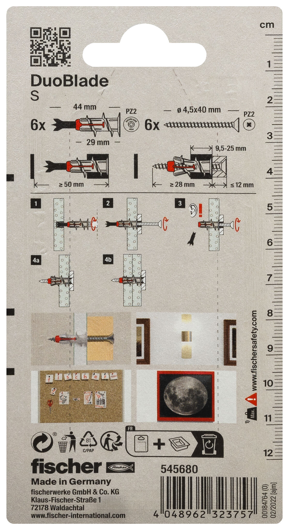 Packaging: "Taco Pladur DuoBlade S K con tornillos"