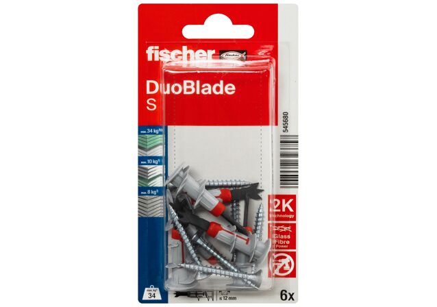 Packaging: "fischer gipszkarton dübel DuoBlade S K"