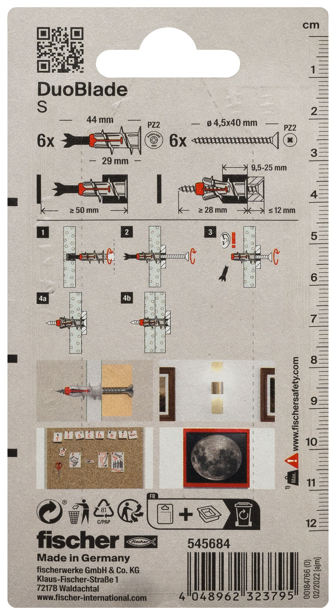Packaging: "fischer Plasterboard fixing DuoBlade S K NV with screw"