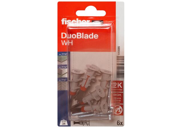Packaging: "fischer Plasterboard fixing DuoBlade WH K NV with angle hook"