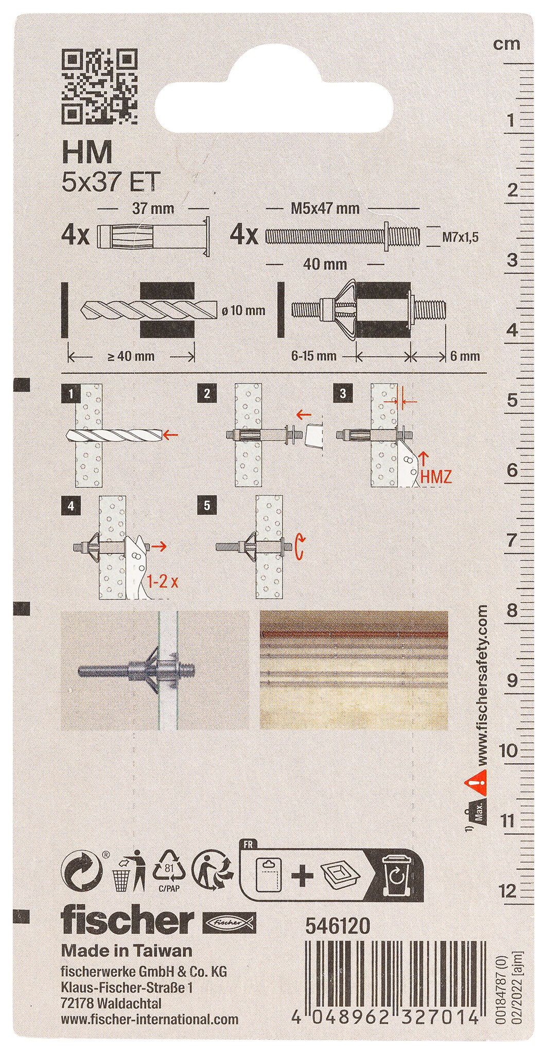 Packaging: "fischer HM 5 x 37 ET K NV"