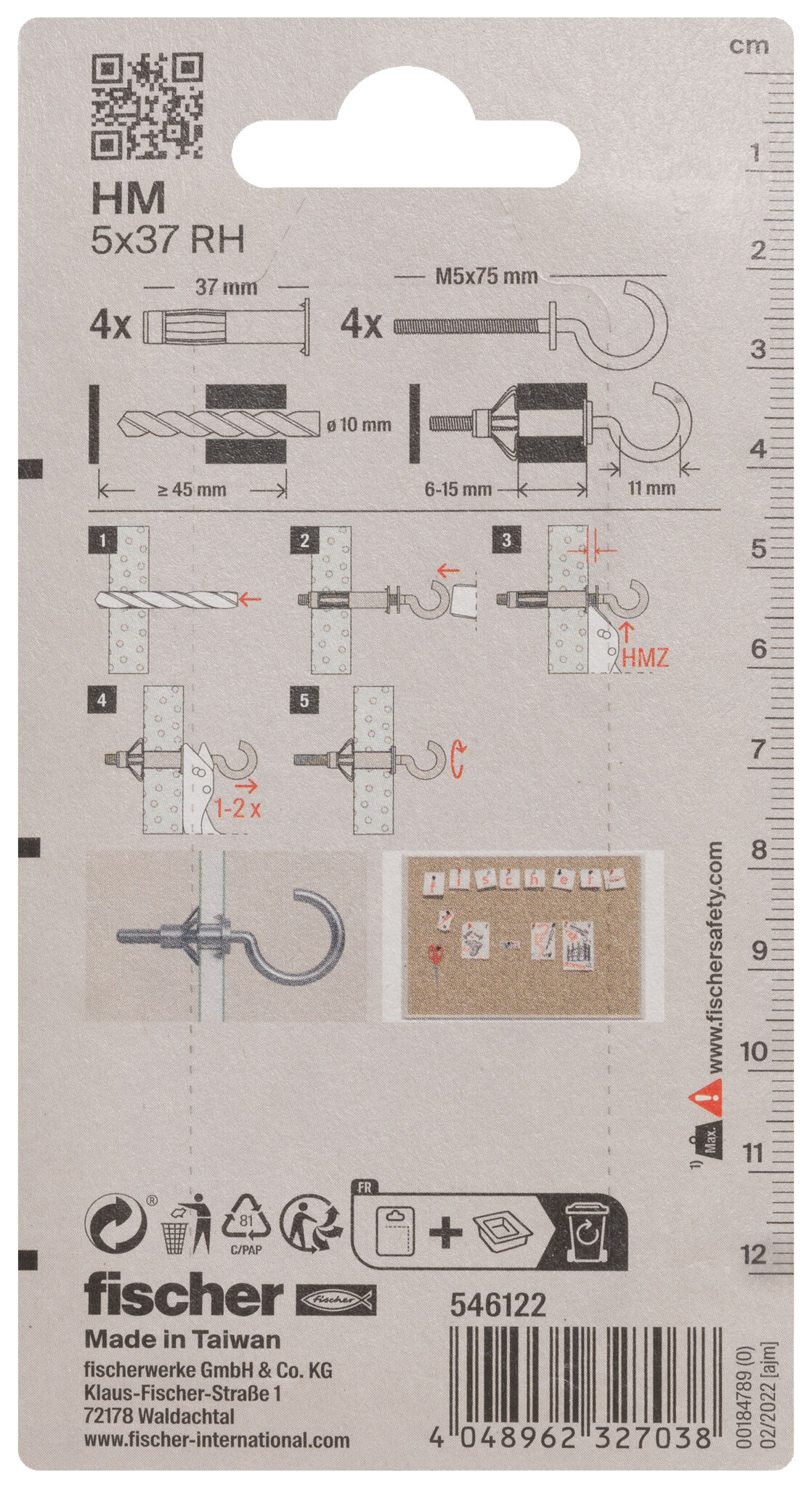 Packaging: "fischer HM 5 x 37 RH K NV"