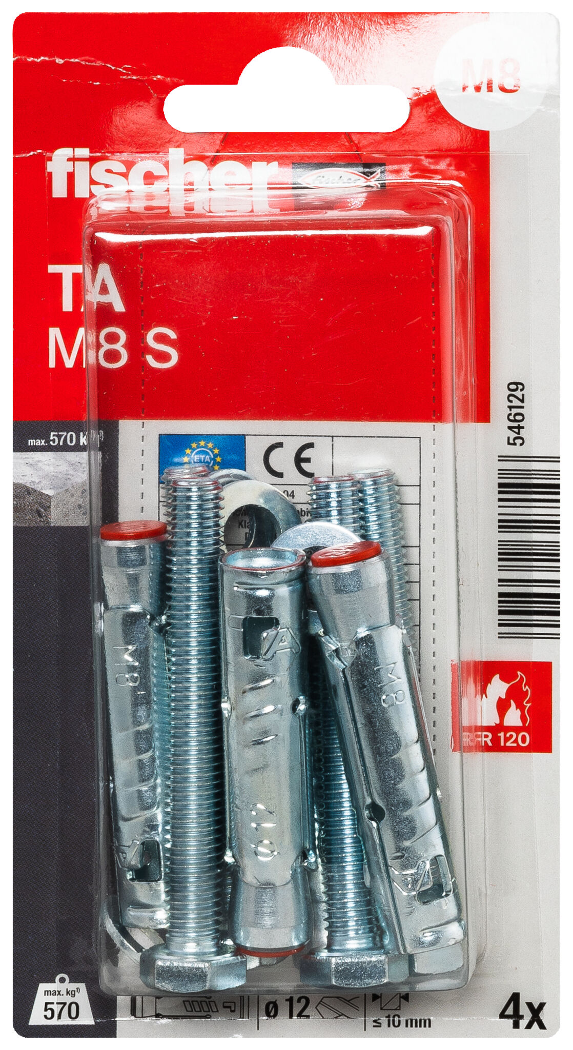 Packaging: "fischer Hulsanker TA M8 S/10 BP K NV"