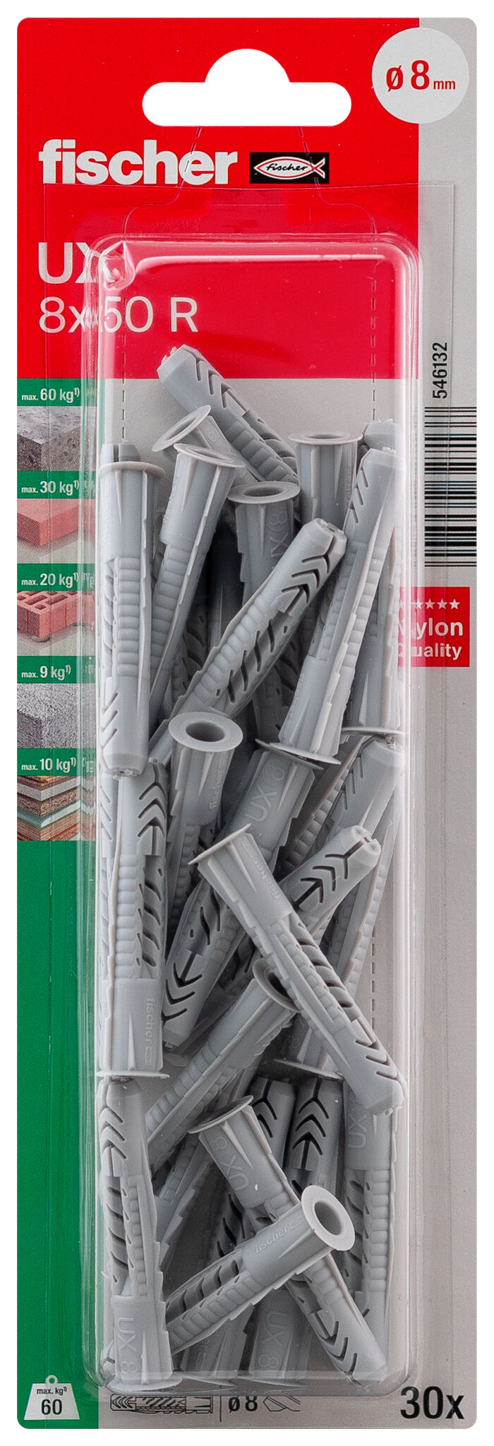 Packaging: "Cheville multi-matériaux fischer UX 8x50 R"