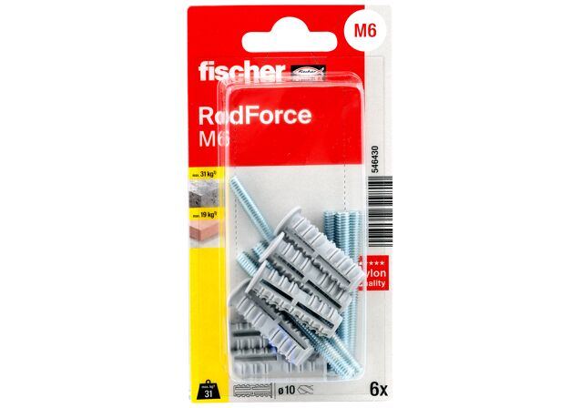 Verpackung: "fischer Gewindestangendübel RodForce FGD M6 x 35 mit 60 mm Gewindestange"