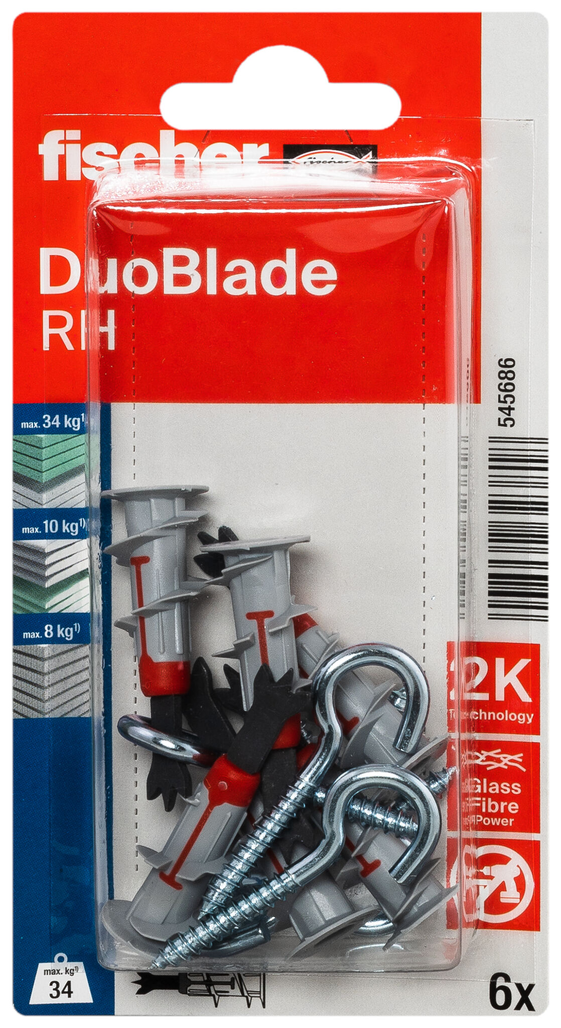 Packaging: "fischer Plasterboard fixing DuoBlade RH K NV with round hook"