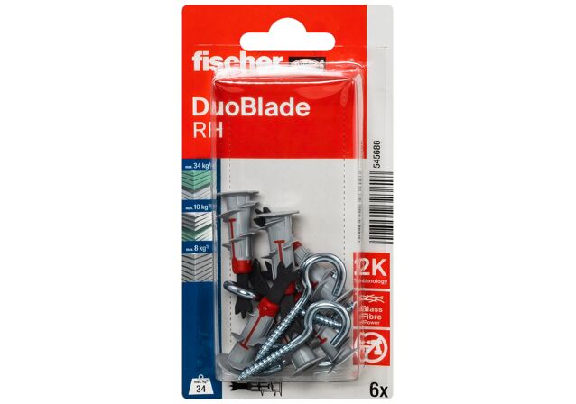 Packaging: "fischer Plasterboard fixing DuoBlade RH K NV with round hook"