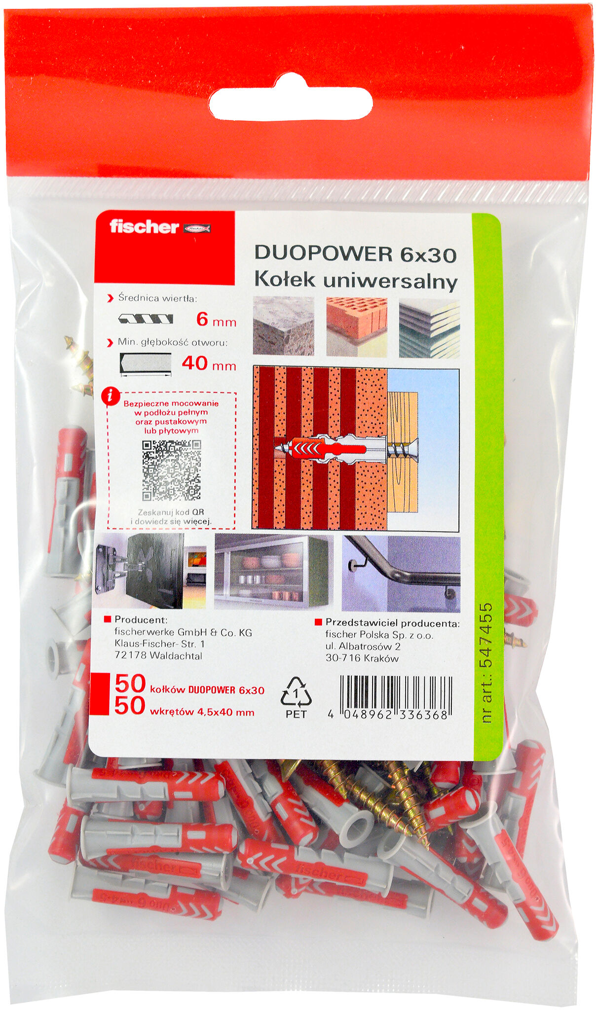 Packaging: "fischer DuoPower 6 x 30 S z wkrętem"