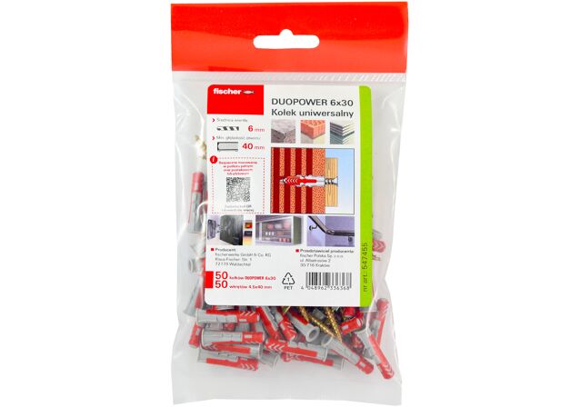Packaging: "fischer DuoPower 6 x 30 S z wkrętem"