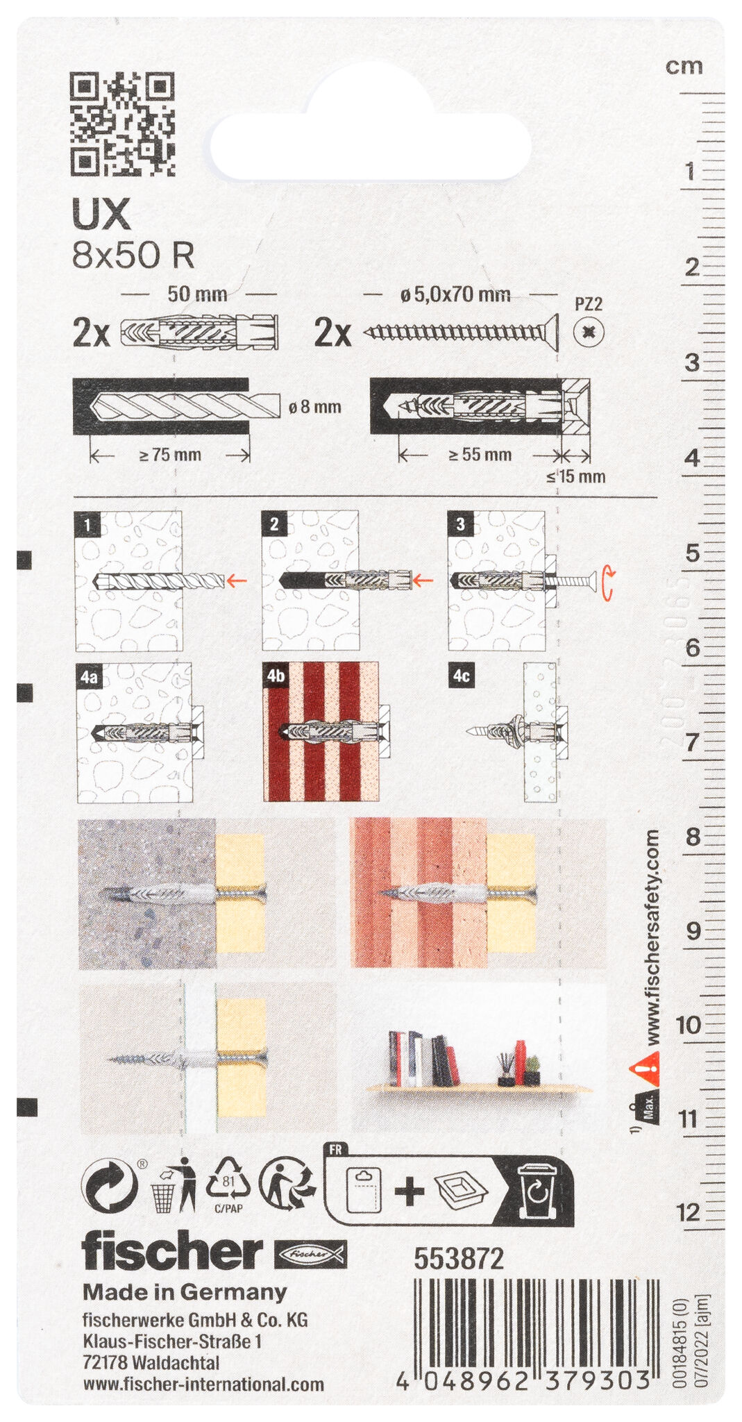 Verpackung: "fischer Montageset Ready2Fix Regal klein"