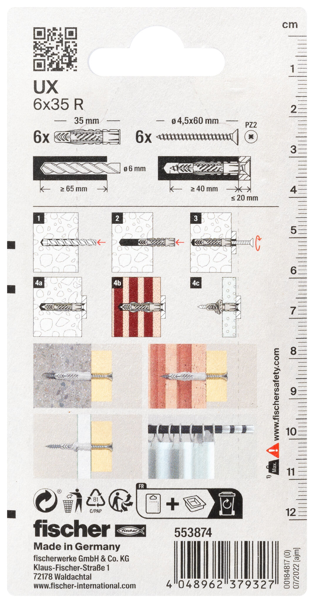 Verpackung: "fischer Montageset Ready2Fix Gardinenstange"