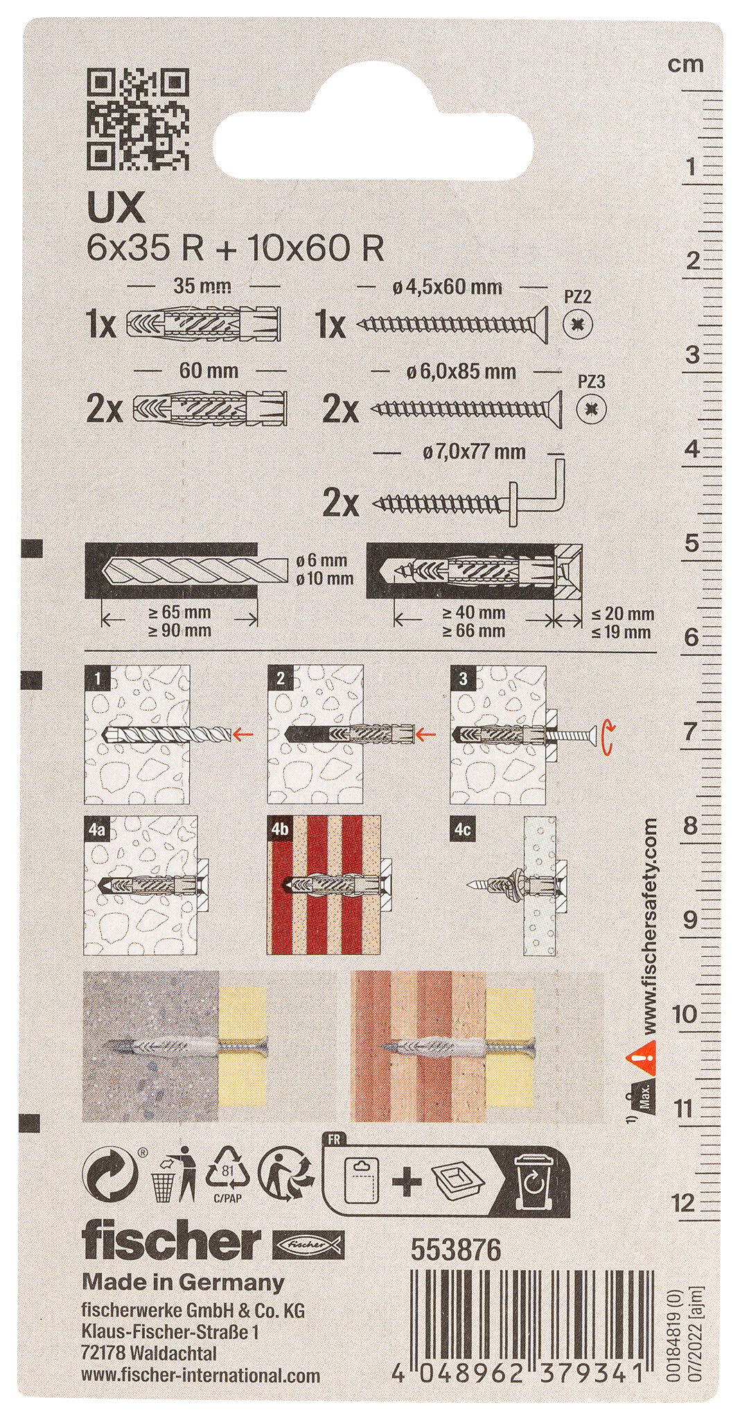Verpackung: "fischer Montageset Ready2Fix Hängeschrank"