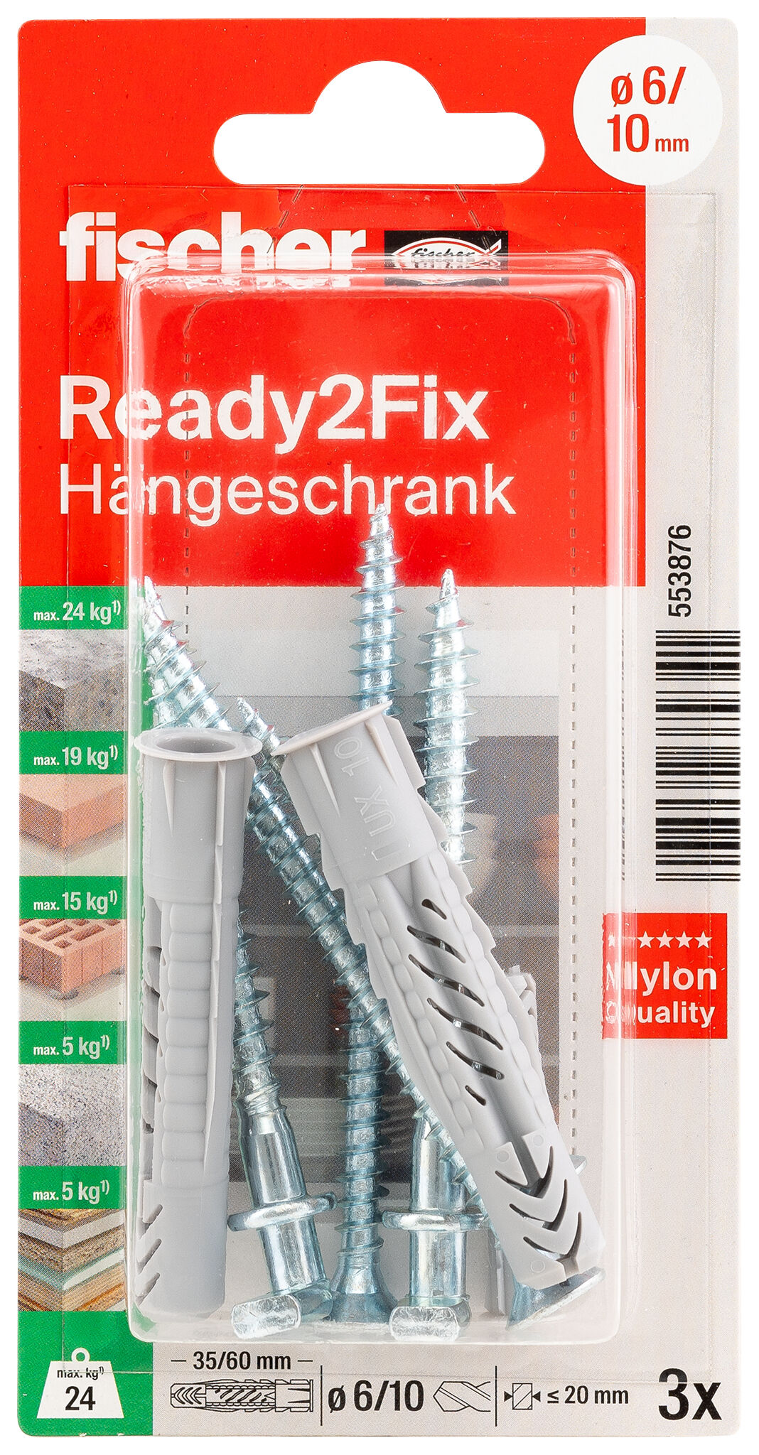Verpackung: "fischer Montageset Ready2Fix Hängeschrank"