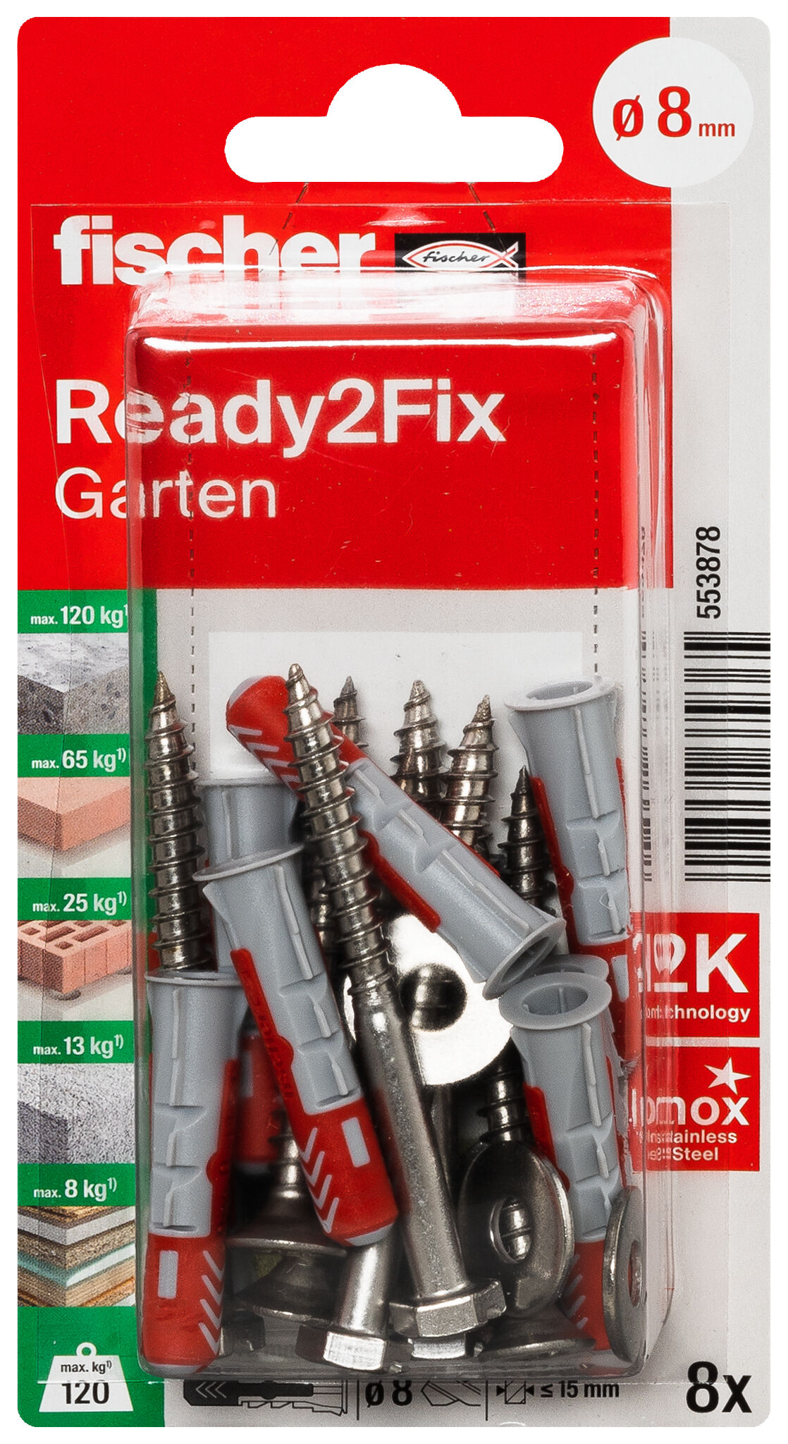 Verpackung: "fischer Montageset Ready2Fix Garten"