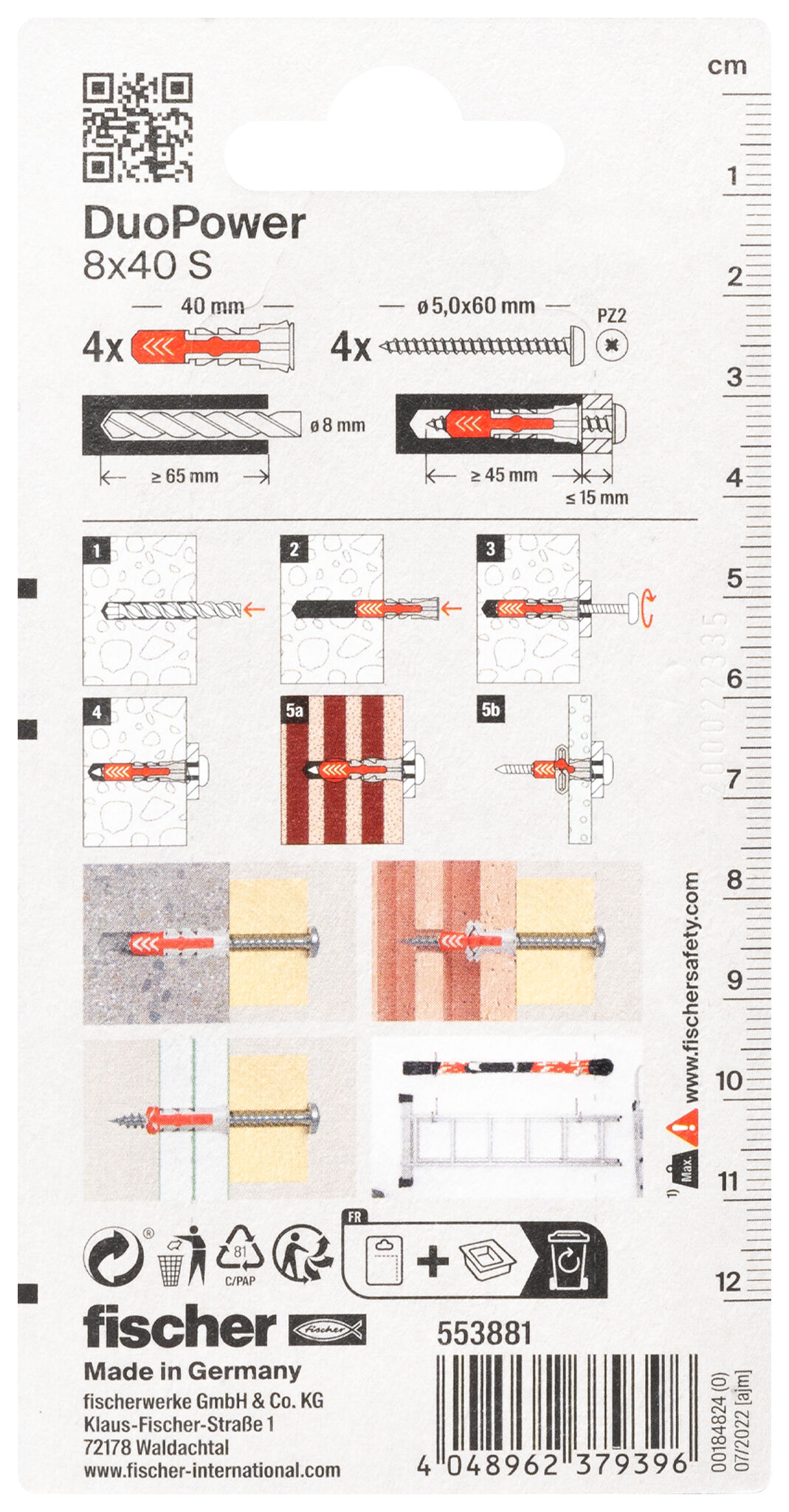 Verpackung: "fischer Montageset Ready2Fix Ordnungshaken"