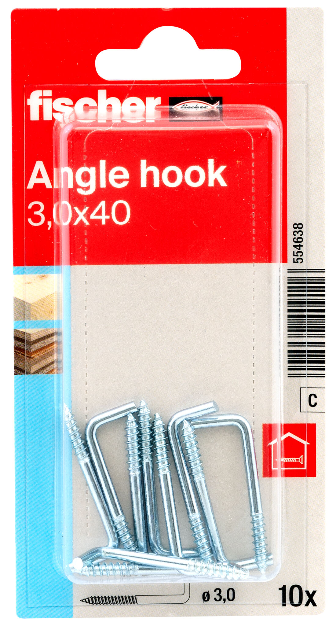 Packaging: "Vinkelskruekrok 3,0x40 elz"