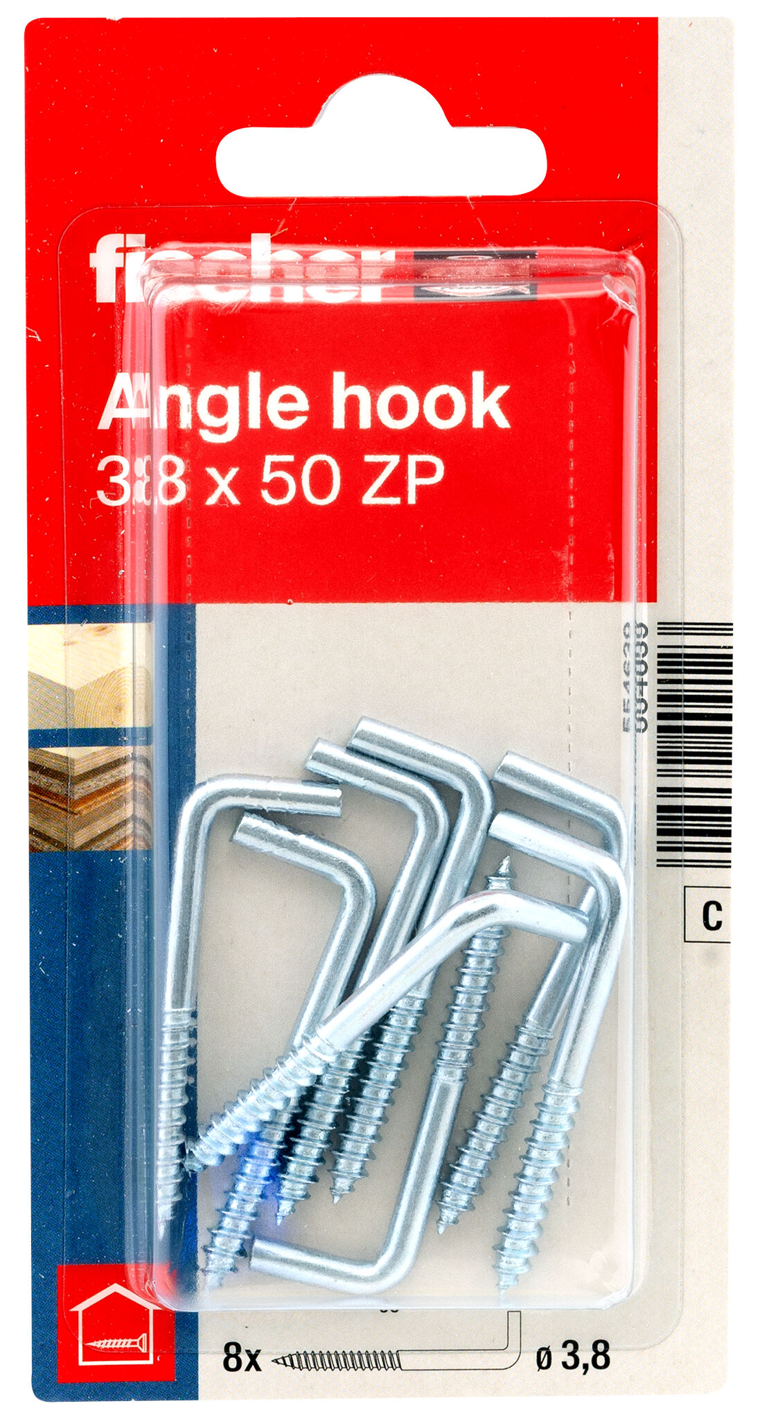 Packaging: "Vinkelskruekrok 3,8x50 elz"