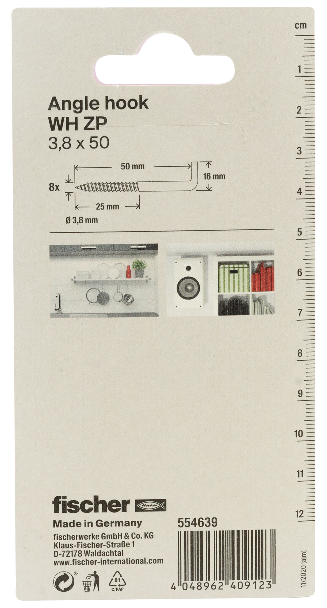 Packaging: "Vinkelskruekrok 3,8x50 elz"