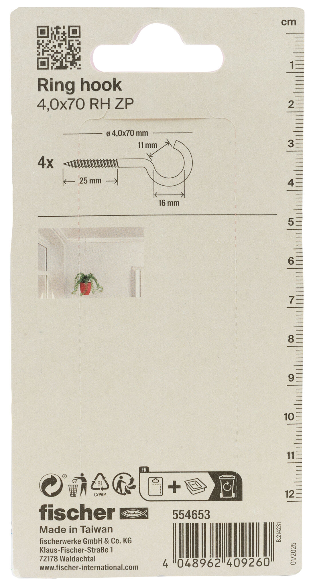 Packaging: "Skruekrok 4,0x75 elz"