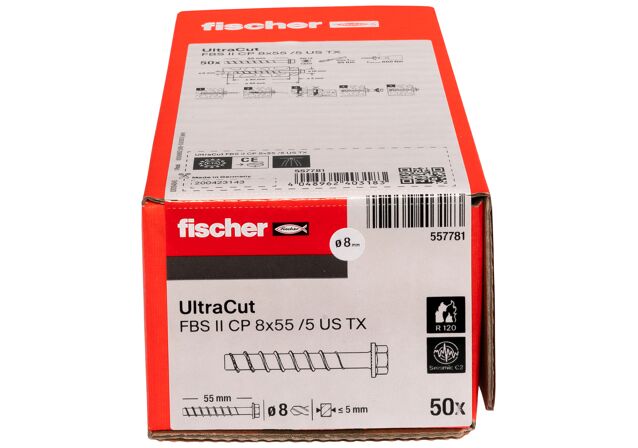 Packaging: "fischer UltraCut FBS II 8 x 90 40/25 SK R countersunk head"