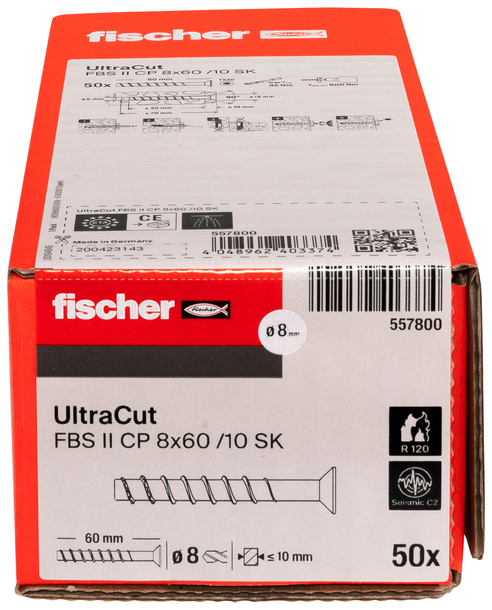 Packaging: "fischer UltraCut FBS II CP 8x60 10/- SK countersunk head"