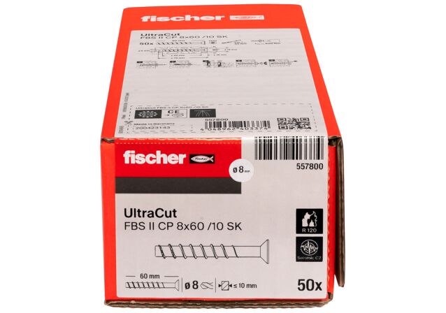 Packaging: "fischer UltraCut FBS II CP 8x60 SK Θερμογαλβανισμένη μπετόβιδα"