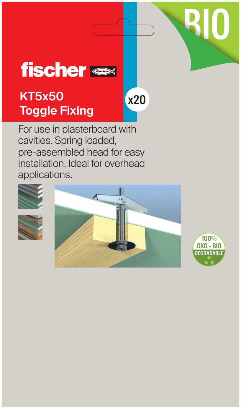 Packaging: "fischer Spring Toggle Fixing - 5 x50 Pack of 8"