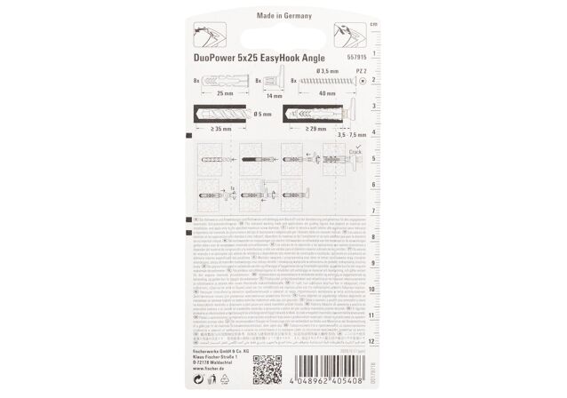 Packaging: "fischer EasyHook pravouhlý háčik - DuoPower 5x25"