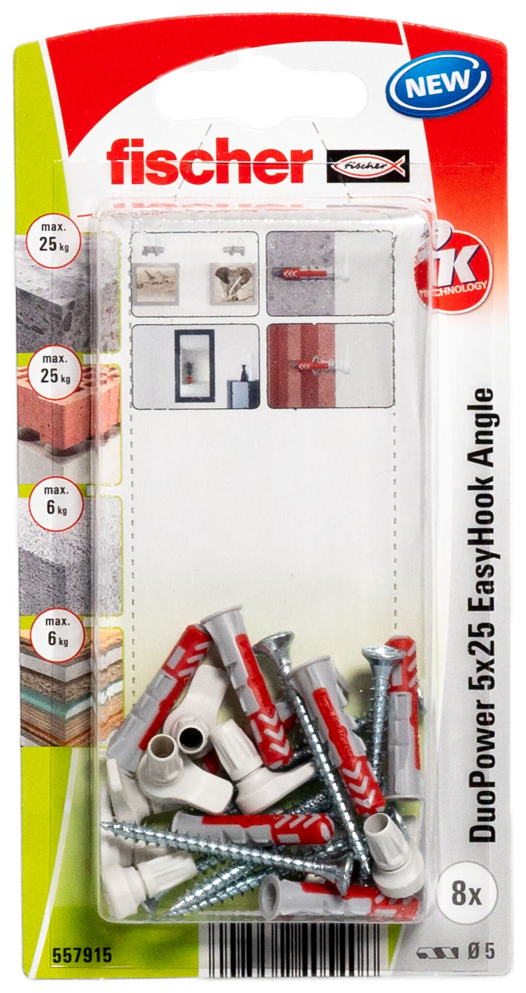 Verpackung: "fischer EasyHook Angle DuoPower 5 x 25"