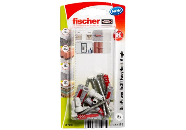 Packaging: "fischer EasyHook droit DuoPower 6x30"